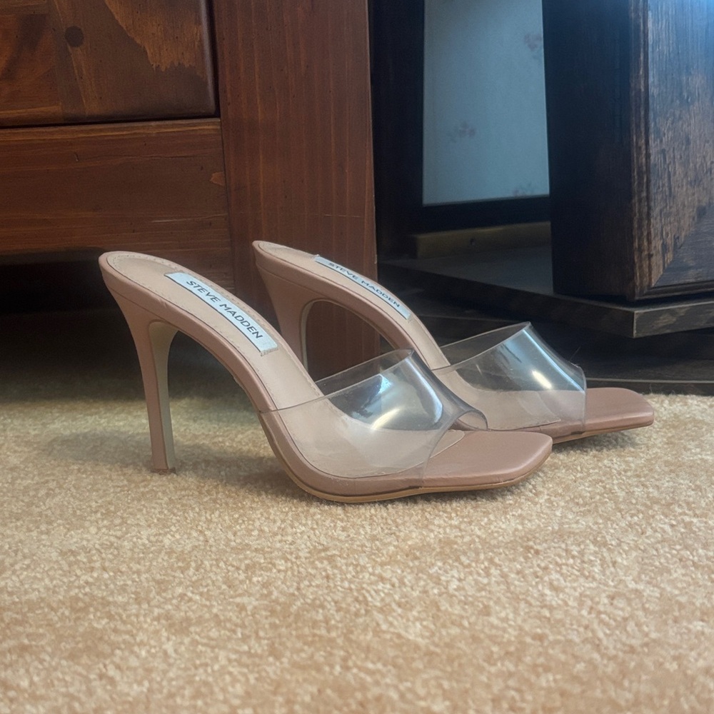 Steve Madden Nude Clear Strap Heels